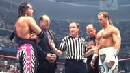 Bret, Earl and Shawn before the first ever Iron Man match at WrestleMania 12.